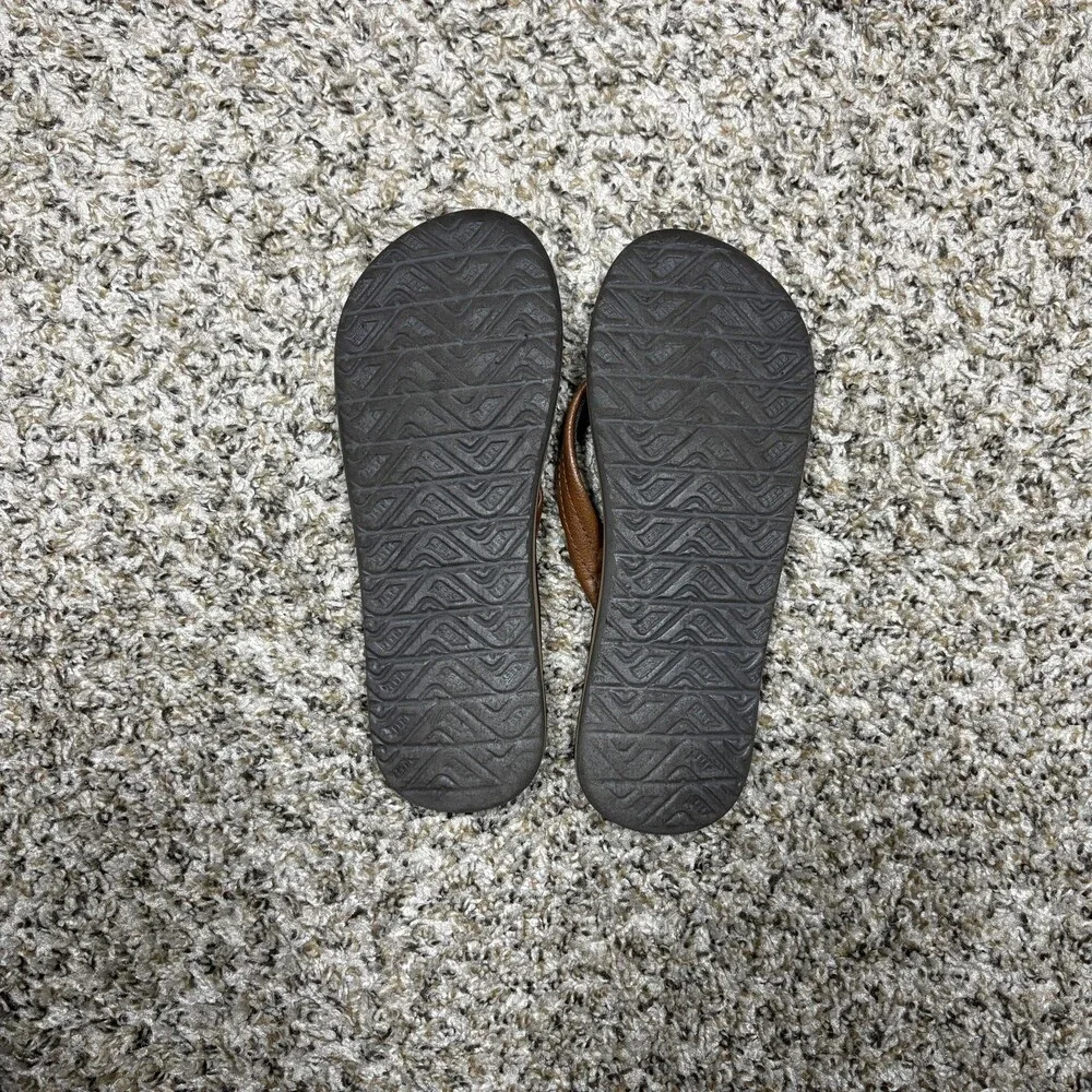 REEF KIDS AHI flip flop sandals big kid EU 34/ US 3 brown faux leather upper
